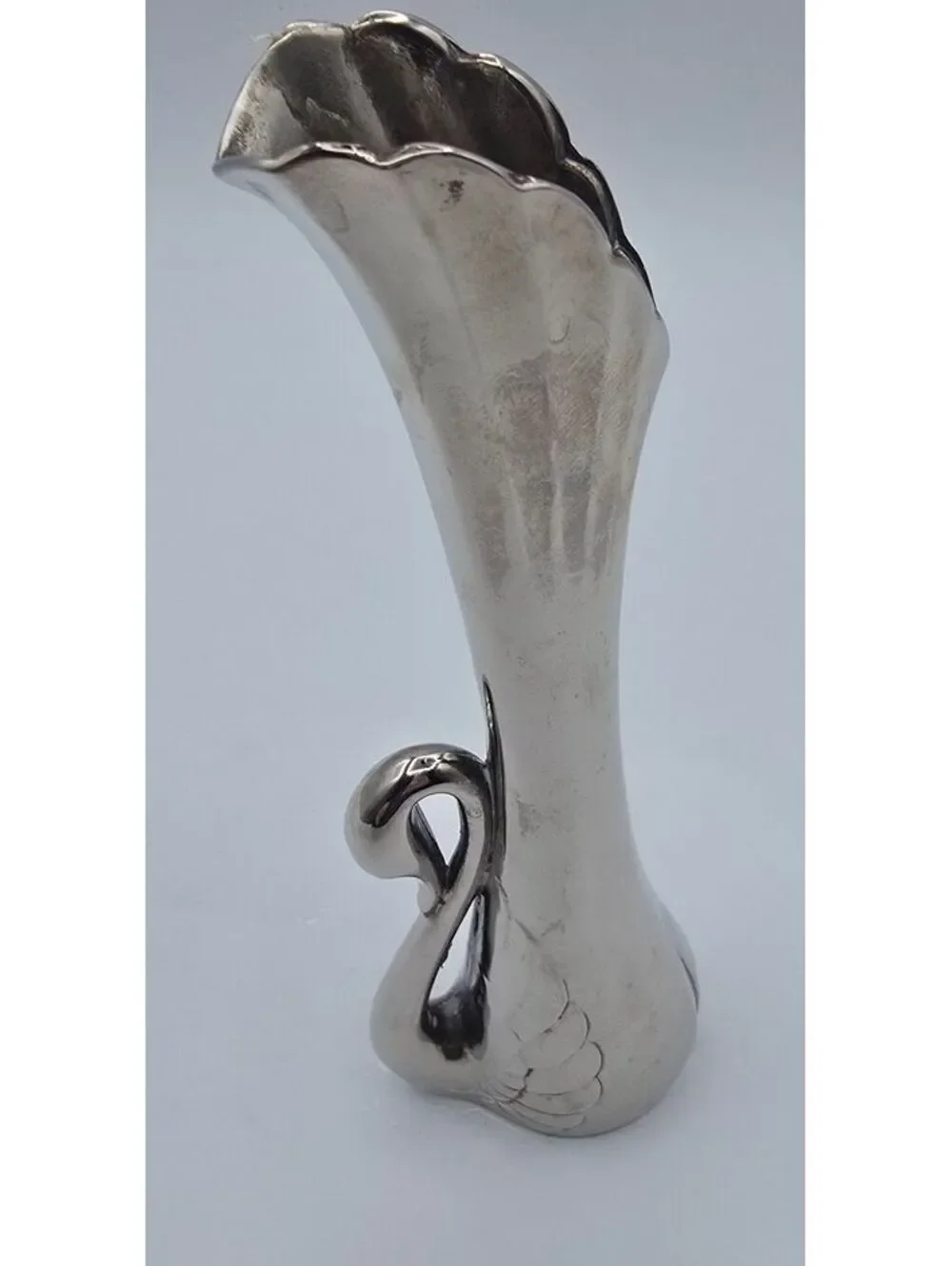 Vintage Silver Plated Swan Bud Vase 7